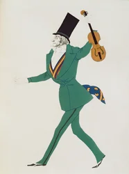 ガブリエレ・ダヌンツィオ（1863-1938）c.1923による「魅惑の夜」のパガニーニの衣装デザイン